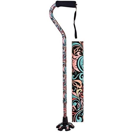 ESSENTIAL MEDICAL SUPPLY INC Essential Medical Supply W1343P Couture Offset Cane with Matching Tip - Pink Floral W1343P